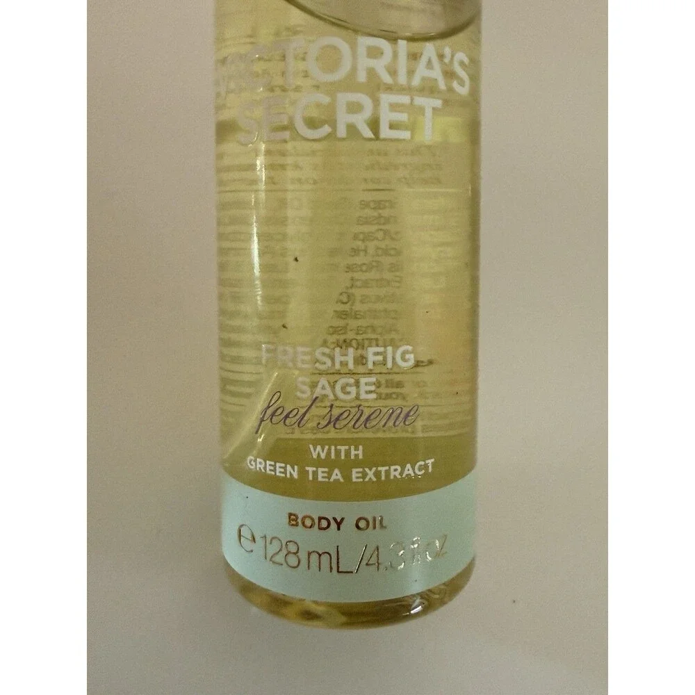 Victoria's Secret Fresh Fig Sage Green Tea Body Oil 4.3oz,‎ Lotion 10oz Set New